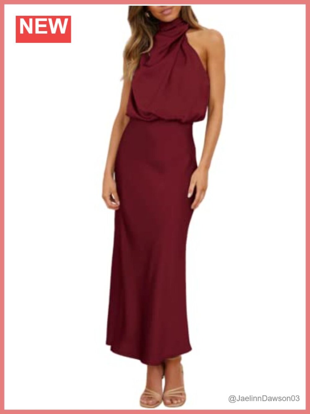 Silky Satin Mock Neck Maxi Dress Sleeveless Keyhole Back Cocktail Formal